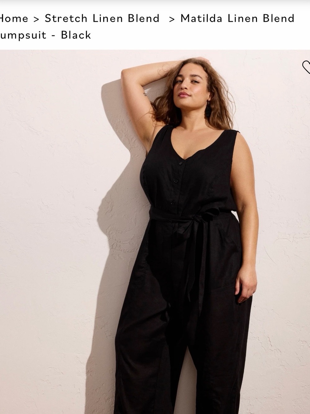 Universal Standard Matilda Sleeveless Stretch Linen Jumpsuit 26/28 - Picture 3 of 6